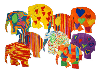 Elefanten von Kindern gemalt